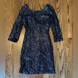 Lulu's Navy Blue Sequin Mini Dress